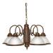 5 Light - 22" - Chandelier - With Frosted Ribbed Shades - Old Bronze F