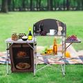 DENEST Folding Camping Kitchen Station Portable Barbecue Table Rack Brown Fabric Cover