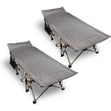 REDCAMP 2 Pack Folding Camping Cots for Adults 500lbs Double Layer Oxford Heavy Duty Wide Sleeping Cots for Camp Office Use Gray