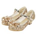 Toddler Size 7 Sandals Girls Slides Size 1 Toddler Little Kid Girls Dress Pumps Glitter Sequins Princess Bowknot Low Heels Party Dance Shoes Rhinestone Sandals Toddler 6 Shoes Girls