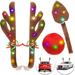 Reindeer Antlers for Cars Reindeer Christmas Antlers Car Kit with LED Lights Reindeer Car Kit Antlers Nose Tail Top & Grille Rudolph Reindeer Jingle Bell Christmas Decorations for Car