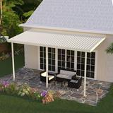 Four Seasons OLS TWV Series 16 ft wide x 8 ft deep Aluminum Patio Cover with 30lb Snowload & 3 Posts in Ivory