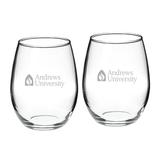Andrews University Cardinals 21oz. 2-Piece Stemless Wine Glass Set