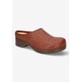 Extra Wide Width Women's Motto Clog Mule by Bella Vita in Dark Tan Woven (Size 7 WW)