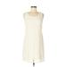 Ann Taylor LOFT Outlet Casual Dress - Shift Scoop Neck Sleeveless: Ivory Print Dresses - Women's Size 0