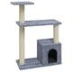 vidaXL Cat Tree with Sisal Scratching Posts Pet Supplies Furniture Cat Scratch Climb Hide Post Play Tower Playhouse Cave Condo Light Grey
