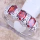 Bague rouge grenat blanc CZ argent plaqué bijoux gracieux pour femmes taille 6 / 7 / 8 / 9 R1482