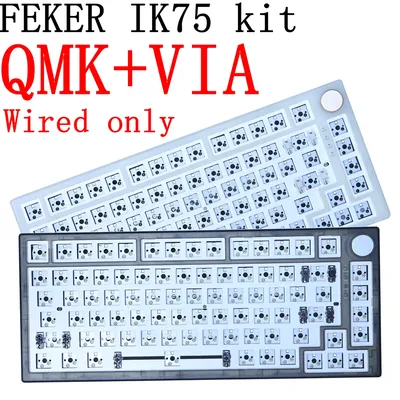 FEKER-Clavier mécanique filaire QBrosVIA IK75 kit de bricolage 75% bouton de cadran RVB Hotswap