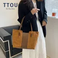 Grand fourre-tout en daim fendu pour femme sac à main en cuir souple sac à poignée supérieure sac