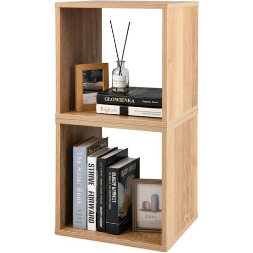 COSTWAY 2er Set Würfelregalen, stapelbares Regalwürfel, Bücherregal, Cuberegal für Wohnzimmer,