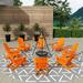 Westintrends 8 Pcs Outdoor Folding HDPE Adirondack Patio Chairs Weather Resistant Orange