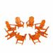 Westintrends 8 Pcs Outdoor Folding HDPE Adirondack Patio Chairs Weather Resistant Orange