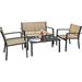 Patio Furniture Set Textilene Bistro Set with Loveseat Tea Table for Home Outdoor Lawn Balcony 4 Pieces