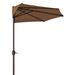 YardGrow 9ft 5-rib Patio Half Round Umbrella with Easy Hand Crank Balcony Sun Shade Cover