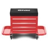 DNA Motoring 3-Drawer Rolling Tool Chest Mechanic Seat w/ Side Tool Trays (Red) Stainless Steel in Red/Black | 20.98 H x 17 W x 14 D in | Wayfair