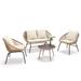 Bay Isle Home™ Leleifi 4 Pieces Patio Conversation Set, w/ Loveseat & Side Table Synthetic Wicker/All - Weather Wicker/Metal/Wicker/Rattan | Wayfair