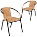 Emma + Oliver 2 Pack Beige Rattan Indoor-Outdoor Restaurant Stack Chair with Curved Back