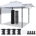 Topeakmart 17x10ft 2-tiered Pop-up Gazebo Canopy with Tilt Angle-adjustable Double Awnings White