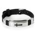 Sexy Sparkles Stainless Steel Religious Black Silicone Cross Adjustable Buckle Bracelet Men s Jewelry 1 Bracelet 10mm