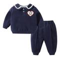 3 Piece Baby Boy Boys Suspender Outfit Child Kids Toddler Baby Boys Girls Long Sleeve Cute Cartoon Embroidered Sweatshirt Pullover Tops Solid Trousers Pants Outfit Set 2PCS Boys Tracksuit