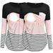 Ruffle Shirt Maternity Shirts for Fall Womens Maternity Long Sleeve Crew Neck Striped Printed Nursed Tops T Shirt For Breastfeeding 2 Pack Maternity Tops Side Ruched