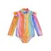 Frobukio Toddler Baby Girls Swimsuit Long Sleeve Zipper Closure Colorful Striped Summer Swimming Bathing Beachwear Colorful 2-3 Years