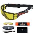 ToolFreak Rip Out Safety Glasses Yellow Wraparound Polycarbonate Lens Foam Padded with Impact and UV Rated to ANSI z87 with Case Cloth and Headstrap