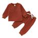 Clothes Set Baby Dresses Baby Boy Toddler Boys Winter Long Sleeve Solid Colours Tops Pants 2PCS Outfits Clothes Set For Babys Clothes Baby Set Take Home