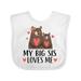 Inktastic Little Sister My Big Sis Loves Me Boys or Girls Baby Bib