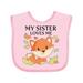 Inktastic My Sister Loves Me- Little Fox Boys or Girls Baby Bib