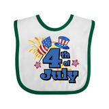Inktastic 4th of July with Stars Hat and Fireworks Boys or Girls Baby Bib