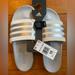 Adidas Shoes | New With Tags- Adidas Adilette Comfort Slides- Size 10 | Color: Silver/White | Size: 10