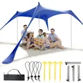 Pare-soleil de tente de plage en lyJean-UPF50 + poteau de tente en aluminium pour la famille