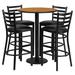 Red Barrel Studio® Aniket 30" Round Laminate Table Set w/ Round Base & 4 Ladder Back Metal Barstools Plastic/Acrylic/Metal in Black/Brown | Wayfair