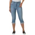 K Jordan Curvy Cuffed Denim Capri (Size 14) Light Vintage Wash, Cotton,Polyester,Spandex