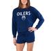 Women's Concepts Sport Navy Edmonton Oilers Gather Long Sleeve Top & Shorts Set
