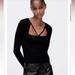 Zara Tops | Nwot Cut Out Strap Knit Top | Color: Black | Size: S