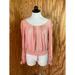 Free People Tops | Free People Blouse Pullover Top Lace Trim Peasant Long Sleeve Knit Pink Sz S | Color: Pink | Size: S