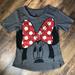 Disney Tops | Disney Parks Womens Minnie Mouse Sparkle Bow Hi-Lo Tee, Size Small | Color: Gray/Red | Size: S