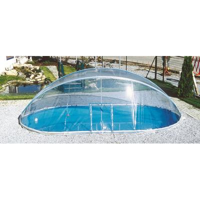 Poolverdeck KWAD "Cabrio Dome für ovale Pools mit schmalem Handlauf", transparent, B:320cm H:165cm T:490cm, Polyvinylchl