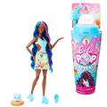 Barbie Pop Reveal Fruit - Puppe mit blauen Haaren im Fruchtpunschduft, 8 Überraschungen, duftendes Squishy-Hündchen, Farbwechsel im Haar und Make-up, für Kinder ab 3 Jahren, HNW42