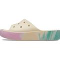 Crocs Women's Classic Platform Slide Sandal, Vanilla/Multi, 3 UK