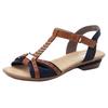 Sandalette RIEKER, Damen, Gr. 38, blau (nachtblau, cognac), Textil, Lederimitat, elegant, Schuhe, Sommerschuh, Sandale, Keilabsatz, in zweifarbiger Optik