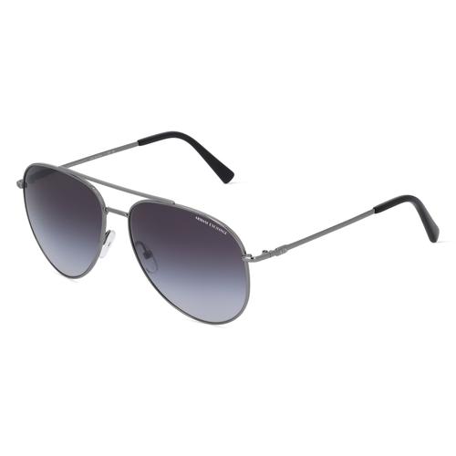 Armani Exchange AX2043S Herren-Sonnenbrille Vollrand Pilot Metall-Gestell, grau