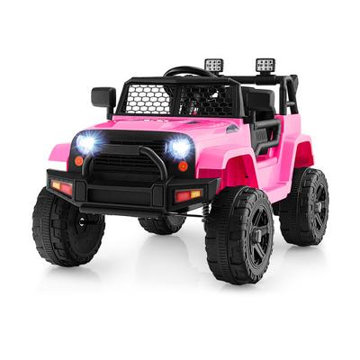 Costway 12V Kids Ride On Truck with Remote Control and Headlights-Pink