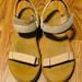 Madewell Shoes | Madewell The Maggie Sandal In Colorblock Tan Platform Velcro Closure Size 6 1/2 | Color: Tan | Size: 6.5