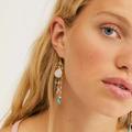 Free People Jewelry | Free People Cluster Dangle Earrings | Color: Blue/Gold | Size: Os