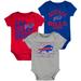 Newborn & Infant Royal/Red Buffalo Bills Eat Sleep Drool Football Three-Piece Bodysuit Set