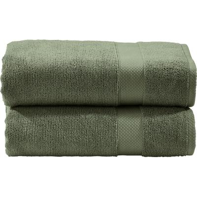 Badetuch DONE. "Deluxe", grün (khaki), B:70cm L:140cm, Zwirnfrottee, Obermaterial: 100% Baumwolle, Handtücher (Packung), 2-tlg., Uni Farben, Hotelqualität aus hochwertigem Zwirnfrottier Image