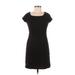 H&M Casual Dress - Party Square Short sleeves: Black Solid Dresses - Women's Size 8